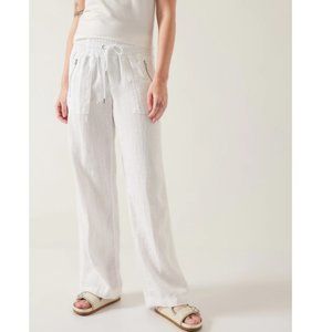 Athleta Cabo Linen Wide Leg Pant in Calla Lily Size 14 NWT $79
